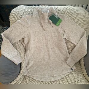 L.L. Bean Women's Beige Light Fleece Cowl Neck Sweater